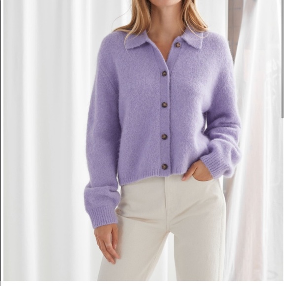 & other stories Wool blend tortoise button cardigan small - Picture 2 of 7